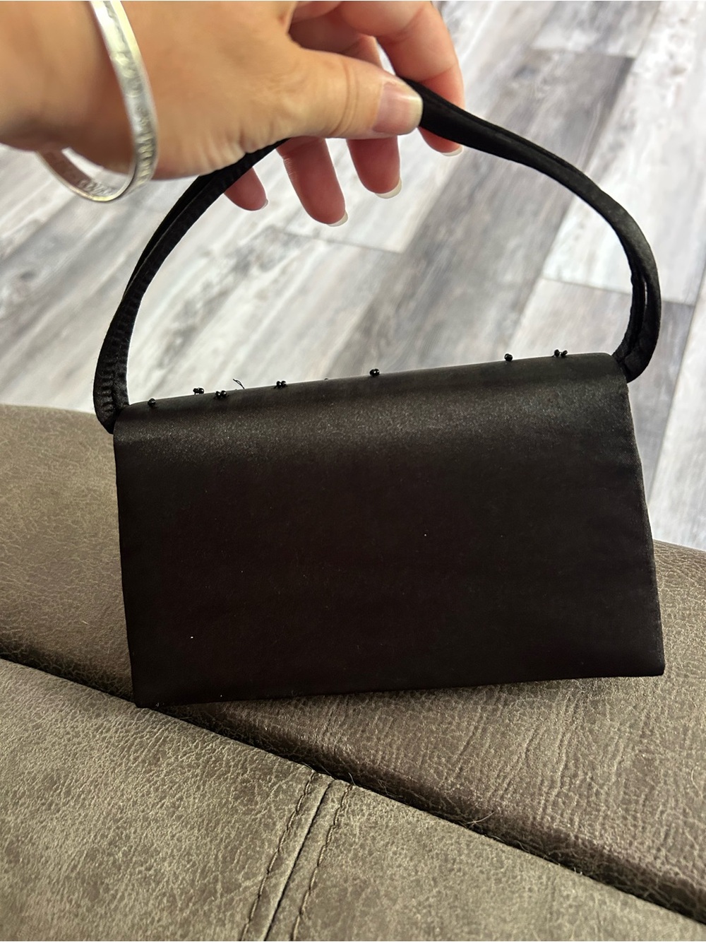 4/$100 Classic Black Beaded Evening Handbag purse - Picture 4 of 5